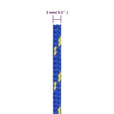 vidaXL laivu virve, zila, 2 mm, 25 m, polipropilēns