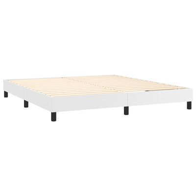 vidaXL atsperu gulta ar matraci, balta, 160x200 cm, mākslīgā āda