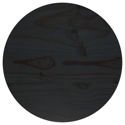 vidaXL galda virsma, melna, Ø30x2,5 cm, priedes masīvkoks
