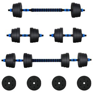 vidaXL 2-in-1 hanteles komplekts 30kg Melna un zila