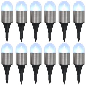 vidaXL solārās zemes lampas, 12 gab., LED, baltas