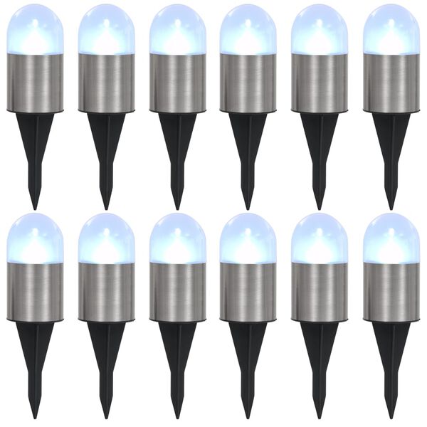 vidaXL solārās zemes lampas, 12 gab., LED, baltas