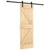 vidaXL Slīdo&scaron;ās durvis Dabiska un melna 70 x 210 cm Cieta priedes koks