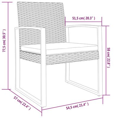 vidaXL dārza krēsli, 2 gab., brūna PP rotangpalma
