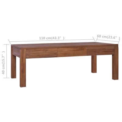 vidaXL kafijas galdiņš, 110x60x40 cm, masīvs tīkkoks