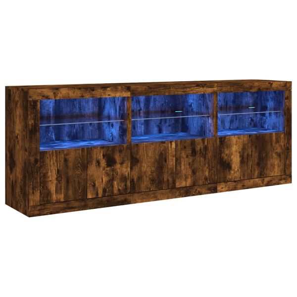 vidaXL kumode ar LED lampiņām, ozolkoka krāsa, 181,5x37x67 cm