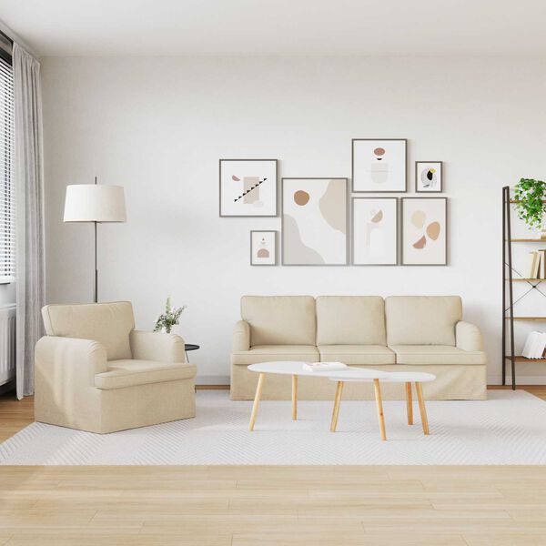 vidaXL Dīvāns 2 pcs Krēmkrāsa 144 x 80 x 85 cm audums