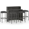 vidaXL 5-daļīgs dārza bāra mēbeļu komplekts ar matračiem, pelēks
