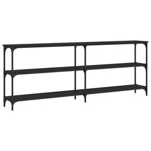 vidaXL konsoles galdiņš, melns, 200x29x75 cm, inženierijas koks