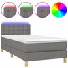 vidaXL atsperu gulta ar matraci, LED, tum&scaron;i pelēks audums, 100x200 cm