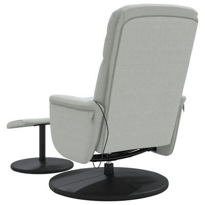 vidaXL masāžas krēsls ar kāju balstu, atgāžams, gaiši pelēks samts
