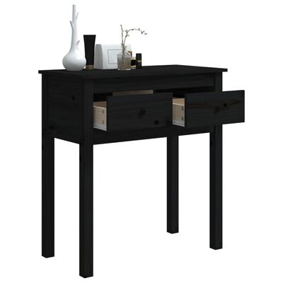 vidaXL konsoles galdiņš, melns, 70x35x75 cm, priedes masīvkoks