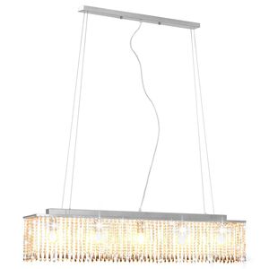 vidaXL lustra ar kristāla pērlītēm, 104 cm, E14, sudraba krāsā