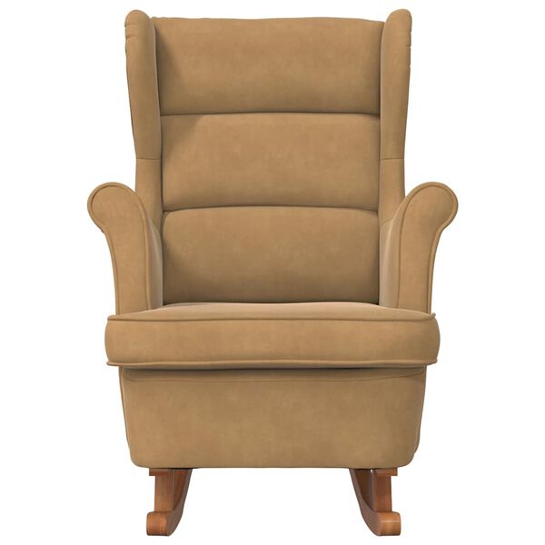 vidaXL &scaron;ūpuļkrēsls ar atzveltni, brūns samts un masīvkoks