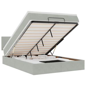 vidaXL Osmaņu gulta ar matraci & LEDs, gai&scaron;i pelēks, 140x190cm, samts