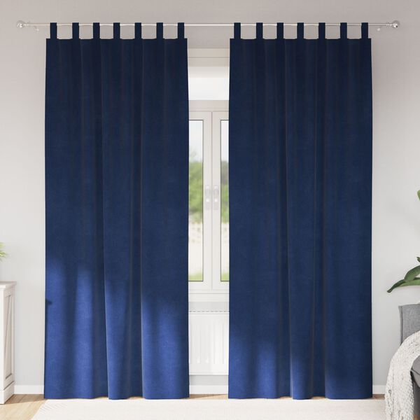 vidaXL Aptum&scaron;ojo&scaron;ie aizkari 2 pcs Tum&scaron;i zils 140 x 260 cm Samts