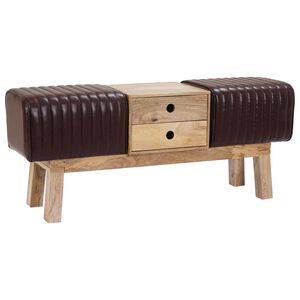 vidaXL sols 110 x 30 x 45 cm Īsta āda Tum&scaron;i brūna