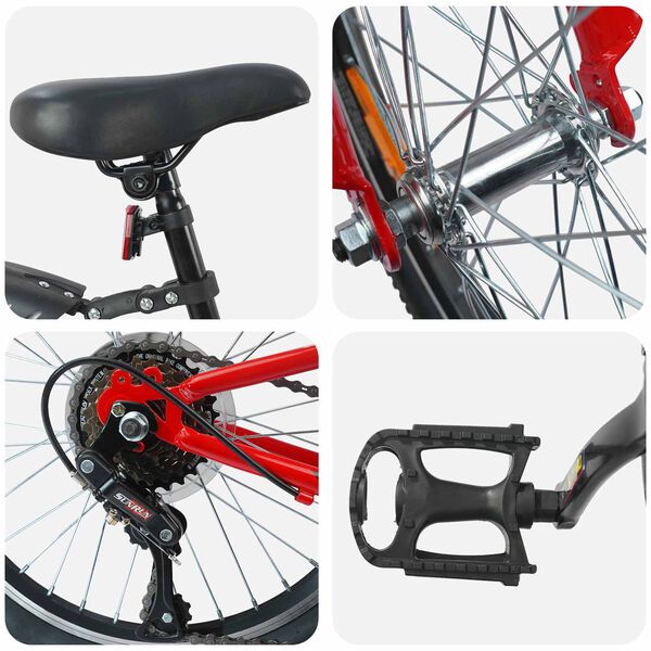 vidaXL Bērnu Velosipēds 24 Collas 6-Speed no 8 līdz 12 gadiem Sarkana