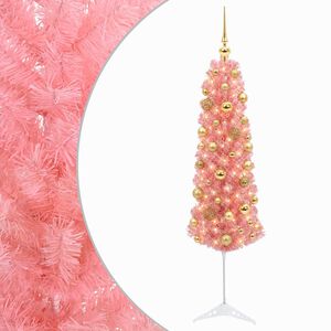 vidaXL Mākslīga slaida Ziemassvētku egle ar bumbiņām 150 cm 150 LED