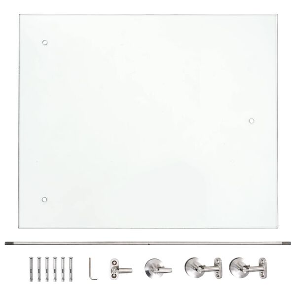 vidaXL VSG aizsargstikla jumtiņ&scaron; durvīm, 90x75 cm, nerūsējo&scaron;s tērauds