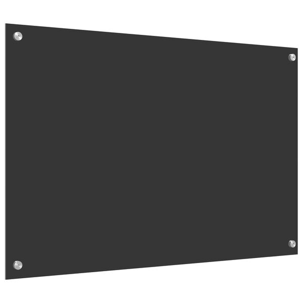 vidaXL Virtuves aizsargpanelis Tum&scaron;i pelēka 90 x 60 cm rūdīts stikls