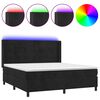 vidaXL atsperu gulta ar matraci, LED, melns samts, 180x200 cm