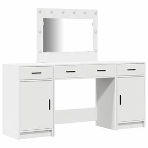 vidaXL Dressing galds ar spoguļa gaismām 3 pcs Balts Inženierijas koks