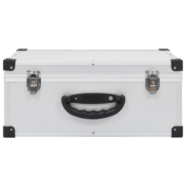 vidaXL CD koferis 60 kompaktdiskiem, ABS, alumīnijs, sudraba krāsā