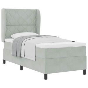 vidaXL Kastītes atsperu gulta Gai&scaron;i pelēks 190 x 90 cm Samts