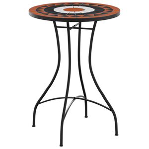 vidaXL mozaīkas bistro galds, &Oslash;50x70cm, sarkanbrūns ar baltu, keramika