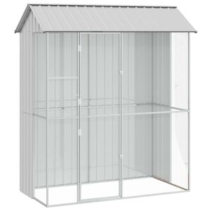 vidaXL Putnu būris Pelēka 215 x 110 x 247 cm Cinkots tērauds
