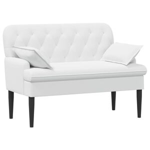 vidaXL Divvietīga mēbele ar pogu pūkām Balts 111 x 68 x 80 cm Audums