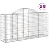 vidaXL arkveida gabiona grozi, 6 gb., 200x50x100/120cm, cinkota dzelzs