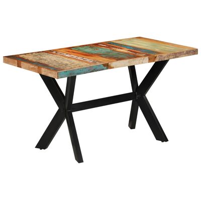 vidaXL virtuves galds, 140x70x75 cm, pārstrādāts masīvkoks