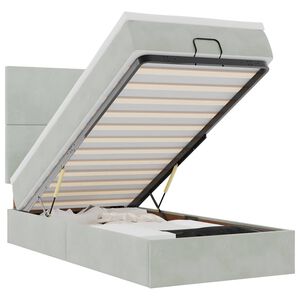 vidaXL Osmaņu gultas rāmis ar matračiem gai&scaron;i pelēks 100x200cm samts