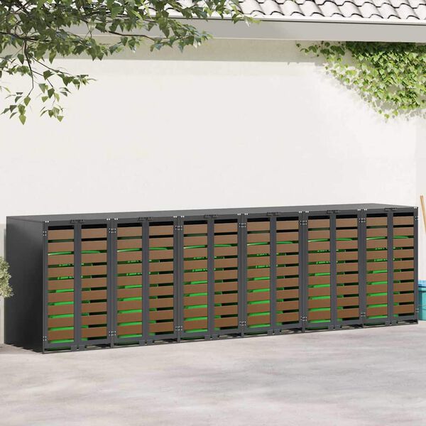 vidaXL Ratiņu tvertņu glabāšana 3 tvertņiem Antracīts