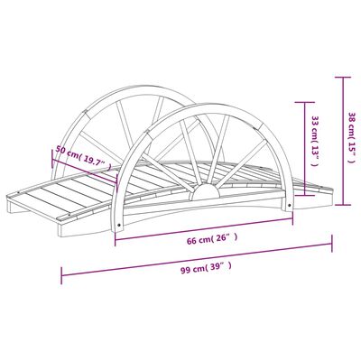 vidaXL dārza tiltiņš, pusrata dizains, 99x50x38 cm, egles masīvkoks