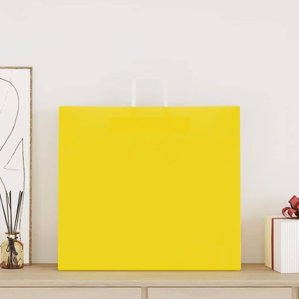 vidaXL papīra maisiņi 50 gab. ar rokturiem, dzelteni, 54x15x49 cm