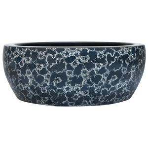 vidaXL izlietne, liekama uz virsmas, melni zila, apaļa, &Phi;41x14 cm