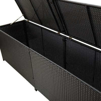 vidaXL dārza uzglabāšanas kaste, 200x50x60 cm, melna PE rotangpalma