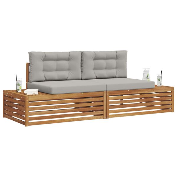 vidaXL Āra dīvānu komplekts 2 Gabals Dabīgs un gai&scaron;i pelēks