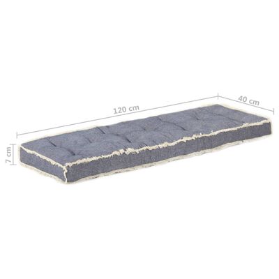 vidaXL palešu dīvāna matracis, 120x40x7 cm, zils