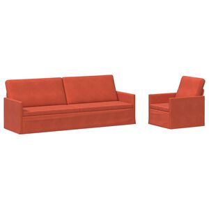vidaXL Dīvānu komplekts 2 pcs Sarkans oranžs Korduroja audums
