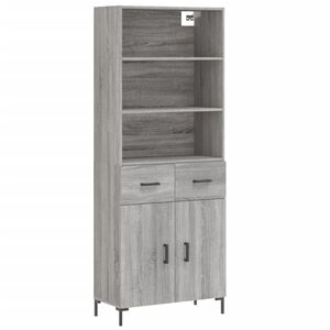 vidaXL augstais skapis, pelēks, 69,5x34x180 cm, inženierijas koks
