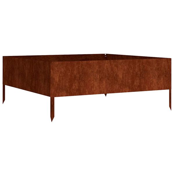 vidaXL augstā dārza puķu kaste, 100x100x41 cm, tērauds, rūsas efekts