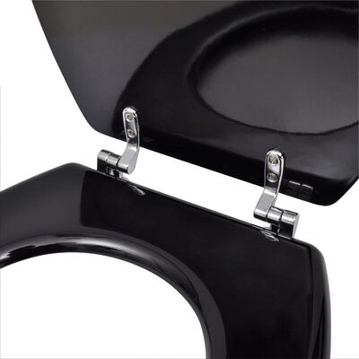 vidaXL tualetes poda sēdeklis ar vāku, MDF, vienkāršs dizains, melns