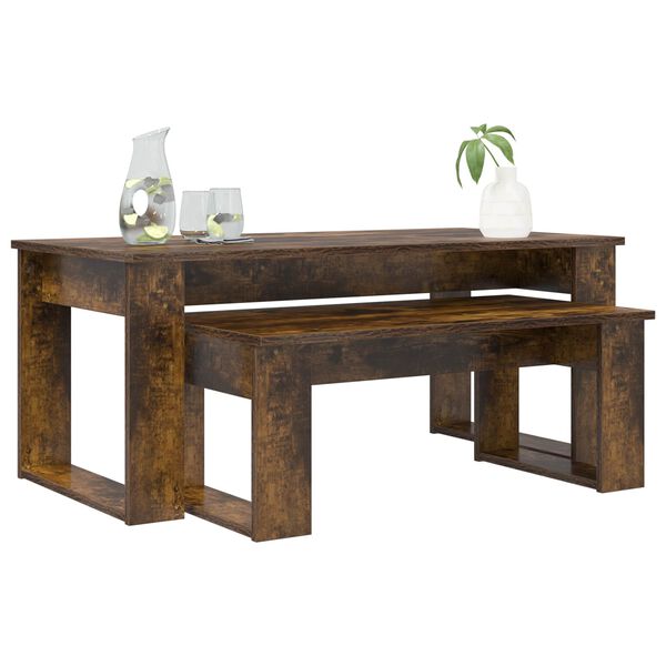 vidaXL Kafijas galda komplekts 2 pcs Dūmaka ozols Inženierijas koks