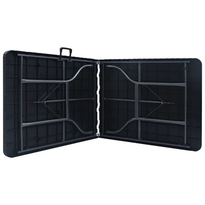 vidaXL saliekams dārza galds, melns, 180x75x72 cm, melns HDPE