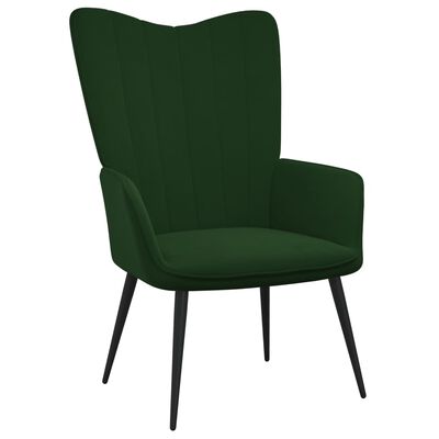 vidaXL atpūtas krēsls, tumši zaļš samts