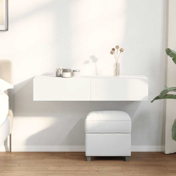 vidaXL sienas plaukts ar atvilktnēm balts 100x36x19 cm